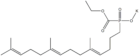 [[(4E,8E)-5,9,13-Trimethyltetradeca-4,8,12-trienyl]potassiooxyphosphinyl]formic acid ethyl ester 结构式