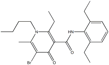 1-Butyl-2-ethyl-5-bromo-1,4-dihydro-6-methyl-N-(2,6-diethylphenyl)-4-oxopyridine-3-carboxamide Struktur