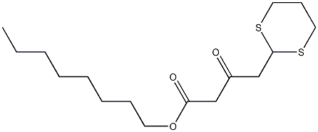 3-オキソ-4-(1,3-ジチアン-2-イル)酪酸オクチル 化学構造式