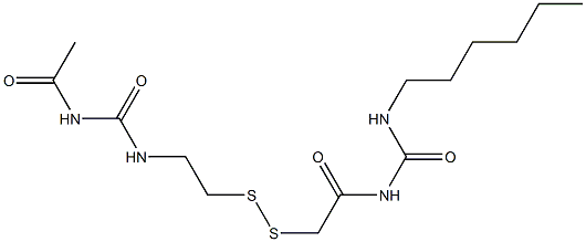 1-Acetyl-3-[2-[[(3-hexylureido)carbonylmethyl]dithio]ethyl]urea Struktur