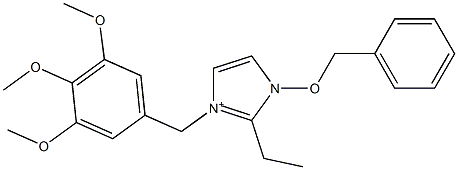 1-(Benzyloxy)-2-ethyl-3-(3,4,5-trimethoxybenzyl)-1H-imidazol-3-ium Struktur