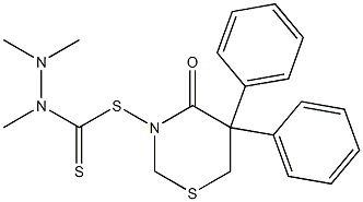 1,2,2-Trimethylhydrazine-1-carbodithioic acid (tetrahydro-5,5-diphenyl-4-oxo-4H-1,3-thiazin)-3-yl ester 结构式