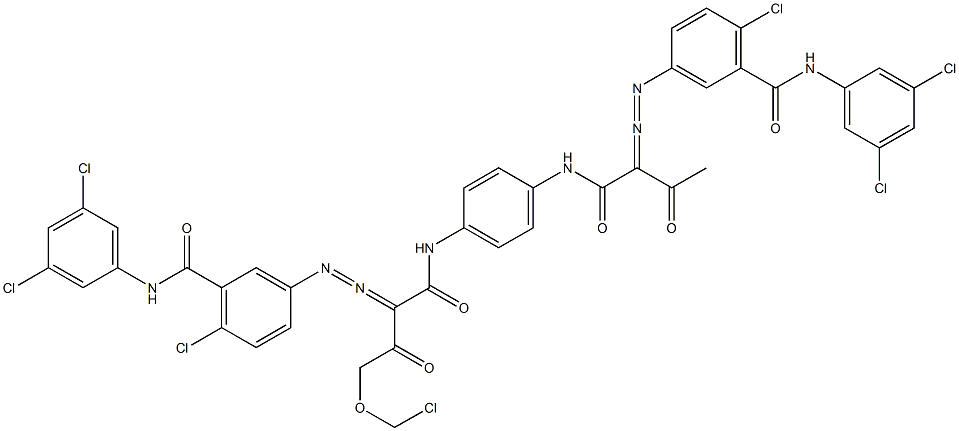 3,3'-[2-(Chloromethyloxy)-1,4-phenylenebis[iminocarbonyl(acetylmethylene)azo]]bis[N-(3,5-dichlorophenyl)-6-chlorobenzamide],,结构式