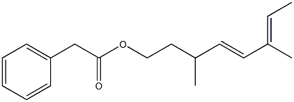 Phenylacetic acid 3,6-dimethyl-4,6-octadienyl ester Structure
