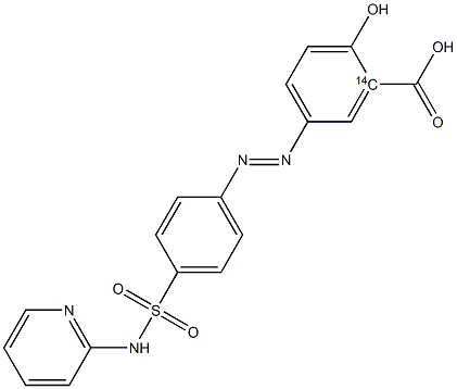 2-ヒドロキシ-5-[[4-[(ピリジン-2-イルアミノ)スルホニル]フェニル]アゾ]-1-ベンゼン(14C)カルボン酸 化学構造式