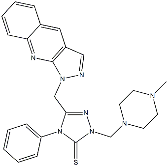 1-[[[2-((4-Methylpiperazin-1-yl)methyl)-3-thioxo-4-phenyl-2,3-dihydro-4H-1,2,4-triazol]-5-yl]methyl]-1H-pyrazolo[3,4-b]quinoline 结构式