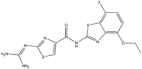 2-(Diaminomethyleneamino)-N-(4-ethoxy-7-fluoro-2-benzothiazolyl)thiazole-4-carboxamide Struktur