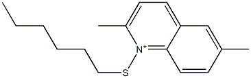 1-Hexylthio-2,6-dimethylquinolinium Struktur