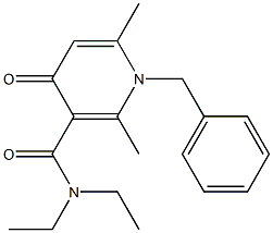 1-ベンジル-1,4-ジヒドロ-N,N-ジエチル-2,6-ジメチル-4-オキソピリジン-3-カルボアミド 化学構造式