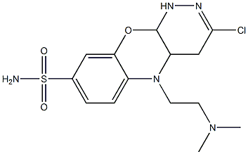 1,4,4a,10a-Tetrahydro-3-chloro-5-(2-dimethylaminoethyl)-5H-pyridazino[3,4-b][1,4]benzoxazine-8-sulfonamide Struktur