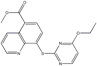 8-[(4-エトキシピリミジン-2-イル)チオ]キノリン-5-カルボン酸メチル 化学構造式