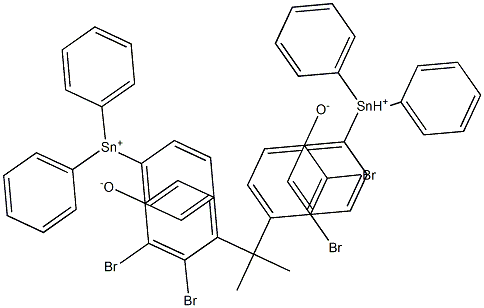 Bis(triphenyltin(IV))4,4'-(1-methylethylidene)bis(2,3-dibromophenolate) Structure