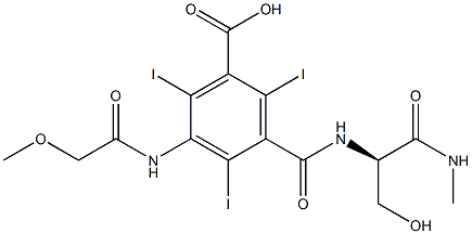 3-[[[(R)-1-(Hydroxymethyl)-2-(methylamino)-2-oxoethyl]amino]carbonyl]-2,4,6-triiodo-5-[(methoxyacetyl)amino]benzoic acid,,结构式