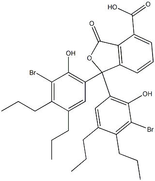 1,1-ビス(5-ブロモ-6-ヒドロキシ-3,4-ジプロピルフェニル)-1,3-ジヒドロ-3-オキソイソベンゾフラン-4-カルボン酸 化学構造式