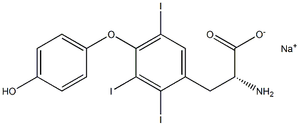 (R)-2-アミノ-3-[4-(4-ヒドロキシフェノキシ)-2,3,5-トリヨードフェニル]プロパン酸ナトリウム 化学構造式