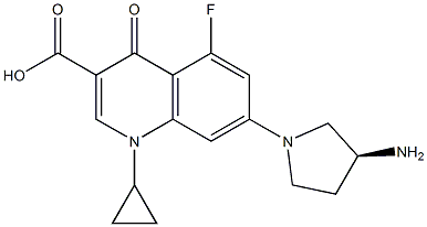 1-Cyclopropyl-7-[(3S)-3-amino-1-pyrrolidinyl]-5-fluoro-1,4-dihydro-4-oxoquinoline-3-carboxylic acid Structure