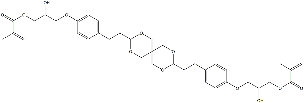 3,9-ビス[2-[p-(2-ヒドロキシ-3-メタクリロイルオキシプロポキシ)フェニル]エチル]-2,4,8,10-テトラオキサスピロ[5.5]ウンデカン 化学構造式