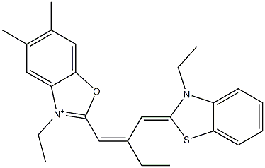 3-Ethyl-2-[2-[(3-ethylbenzothiazol-2(3H)-ylidene)methyl]-1-butenyl]-5,6-dimethylbenzoxazol-3-ium,,结构式