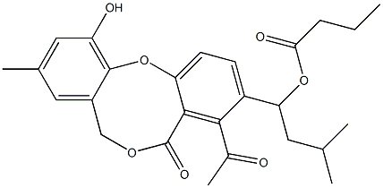 Butyric acid 1-(4-acetyl-11-hydroxy-9-methyl-5-oxo-5H,7H-dibenzo[b,g][1,5]dioxocin-3-yl)-3-methylbutyl ester