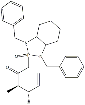 2-[(3R,4S)-3,4-ジメチル-2-オキソ-5-ヘキセニル]-1,3-ジベンジルオクタヒドロ-1H-1,3,2-ベンゾジアザホスホール2-オキシド 化学構造式