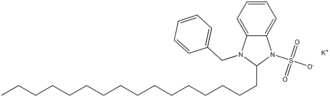 1-Benzyl-2,3-dihydro-2-hexadecyl-1H-benzimidazole-3-sulfonic acid potassium salt Struktur