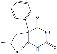 5-(2-ヒドロキシプロピル)-5-フェニル-2,4,6(1H,3H,5H)-ピリミジントリオン 化学構造式