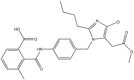 2-Butyl-4-chloro-1-[4-[2-(hydroxycarbonyl)-6-methylbenzoylamino]benzyl]-1H-imidazole-5-acetic acid methyl ester Struktur