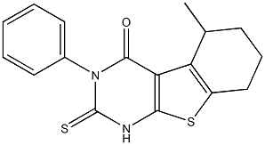 1,2,5,6,7,8-Hexahydro-3-phenyl-5-methyl-2-thioxo[1]benzothieno[2,3-d]pyrimidin-4(3H)-one,,结构式