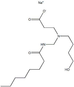 3-[N-(4-ヒドロキシブチル)-N-(オクタノイルアミノメチル)アミノ]プロピオン酸ナトリウム 化学構造式