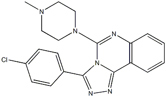 3-(4-クロロフェニル)-5-(4-メチル-1-ピペラジニル)-1,2,4-トリアゾロ[4,3-c]キナゾリン 化学構造式