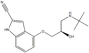 4-[(R)-3-(tert-Butylamino)-2-hydroxypropoxy]-1H-indole-2-carbonitrile,,结构式