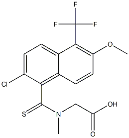 [N-[[2-Chloro-6-methoxy-5-trifluoromethyl-1-naphthalenyl]thiocarbonyl]-N-methylamino]acetic acid Struktur