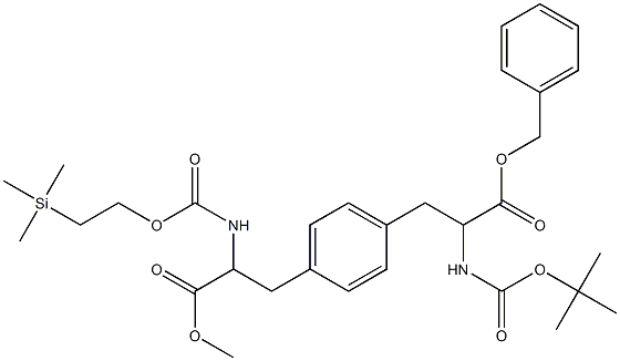 2-[(tert-Butoxy)carbonylamino]-3-[4-[2-(methoxycarbonyl)-2-[[2-(trimethylsilyl)ethoxycarbonyl]amino]ethyl]phenyl]propionic acid benzyl ester Structure