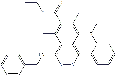 1-(2-メトキシフェニル)-4-ベンジルアミノ-5,7-ジメチルフタラジン-6-カルボン酸エチル 化学構造式