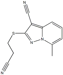 2-[(2-Cyanoethyl)thio]-7-methylpyrazolo[1,5-a]pyridine-3-carbonitrile 结构式