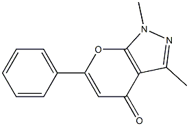 1,3-Dimethyl-6-phenylpyrano[2,3-c]pyrazol-4(1H)-one,,结构式