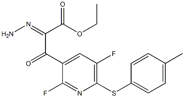 3-[2,5-ジフルオロ-6-(4-メチルフェニルチオ)ピリジン-3-イル]-3-オキソ-2-ヒドラゾノプロピオン酸エチル 化学構造式
