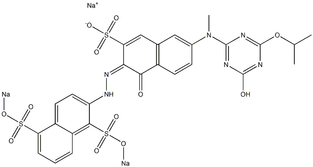 3-[2-[1,5-Bis(sodiosulfo)-2-naphtyl]hydrazono]-4-oxo-3,4-dihydro-7-[(4-hydroxy-6-isopropyloxy-1,3,5-triazine-2-yl)(methyl)amino]naphthalene-2-sulfonic acid sodium salt Structure