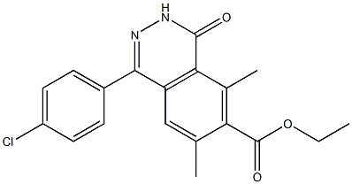 1-(4-クロロフェニル)-3,4-ジヒドロ-4-オキソ-5,7-ジメチルフタラジン-6-カルボン酸エチル 化学構造式