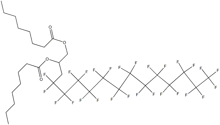 Dioctanoic acid 4,4,5,5,6,6,7,7,8,8,9,9,10,10,11,11,12,12,13,13,14,14,15,15,16,16,16-heptacosafluoro-1,2-hexadecanediyl ester 结构式