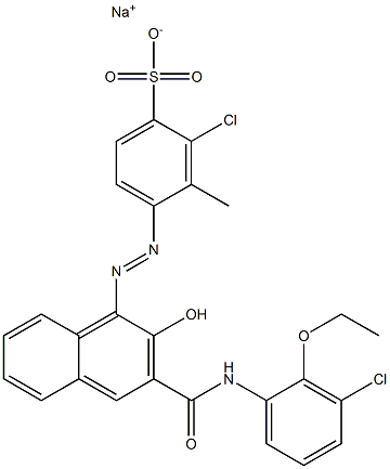 2-Chloro-3-methyl-4-[[3-[[(3-chloro-2-ethoxyphenyl)amino]carbonyl]-2-hydroxy-1-naphtyl]azo]benzenesulfonic acid sodium salt Structure