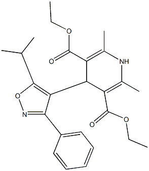 1,4-Dihydro-2,6-dimethyl-4-(5-isopropyl-3-phenyl-4-isoxazolyl)pyridine-3,5-dicarboxylic acid diethyl ester,,结构式