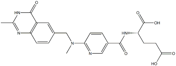 (2S)-2-[2-[N-Methyl-N-[[(3,4-dihydro-2-methyl-4-oxoquinazolin)-6-yl]methyl]amino]-5-pyridinylcarbonylamino]glutaric acid,,结构式