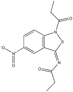 5-Nitro-1-propionyl-3(1H)-propionylimino-2,1-benzisothiazole,,结构式