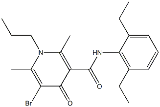 N-(2,6-Diethylphenyl)-1,4-dihydro-2,6-dimethyl-5-bromo-4-oxo-1-propyl-3-pyridinecarboxamide Struktur