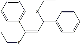 (E)-1,3-ビス(エチルチオ)-1,3-ジフェニル-1-プロペン 化学構造式