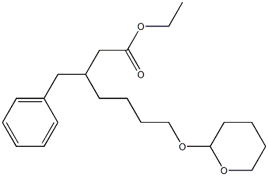3-ベンジル-7-[(テトラヒドロ-2H-ピラン)-2-イルオキシ]ヘプタン酸エチル 化学構造式