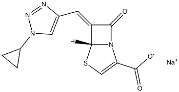 (5R,6Z)-6-[[1-Cyclopropyl-1H-1,2,3-triazol-4-yl]methylene]-7-oxo-4-thia-1-azabicyclo[3.2.0]hept-2-ene-2-carboxylic acid sodium salt Structure