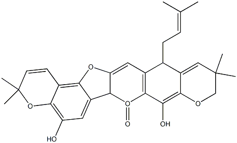 5,8-Dihydroxy-13-(3-methyl-2-butenyl)-3,3,11,11-tetramethyl-3H,7H,11H-[1]benzopyrano[6',5':4,5]furo[3,2-b]pyrano[3,2-g][1]benzopyran-7-one Struktur