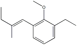 1-メトキシ-2-エチル-6-(2-メチル-1-ブテニル)ベンゼン 化学構造式